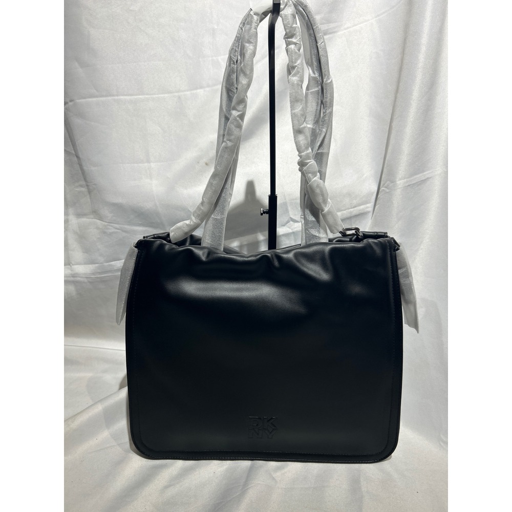 DKNY Halle DS Tote Black Faux‎ Leather Shoulder Bag NWT